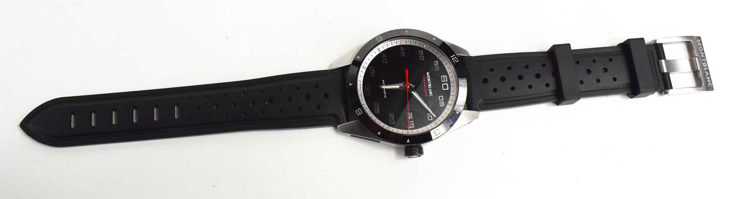 A Montblanc Timekeeper Automatic wristwatch, the black signed dial, numbered five to sixty, at - Image 2 of 4