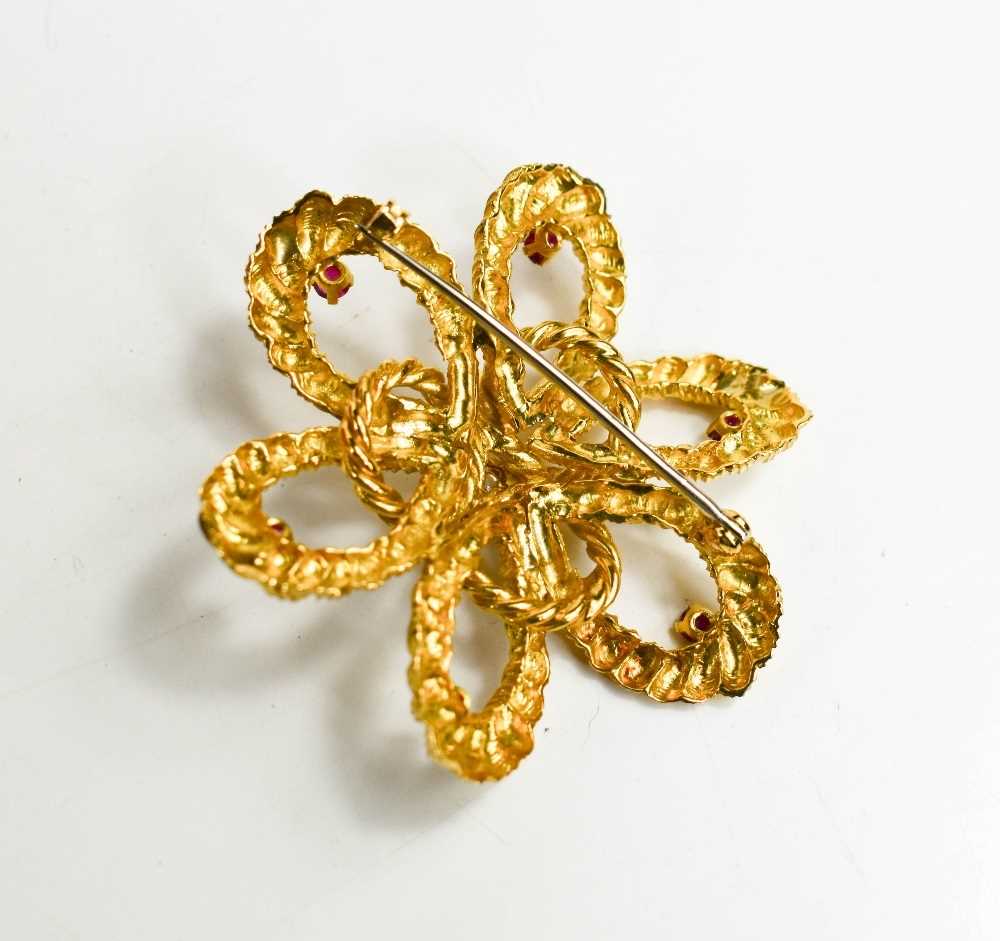 A gold (testing as at least 14ct) diamond and pink sapphire set flower head form brooch, with - Image 2 of 3