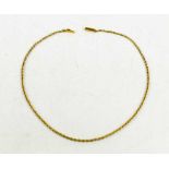A 15ct gold chain link necklace, with barrel form clasp, 31cm long, 3.23g.