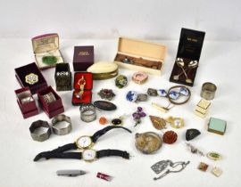 A group of collectables, some silver, to include a silver sliding photo frame locket, Jade