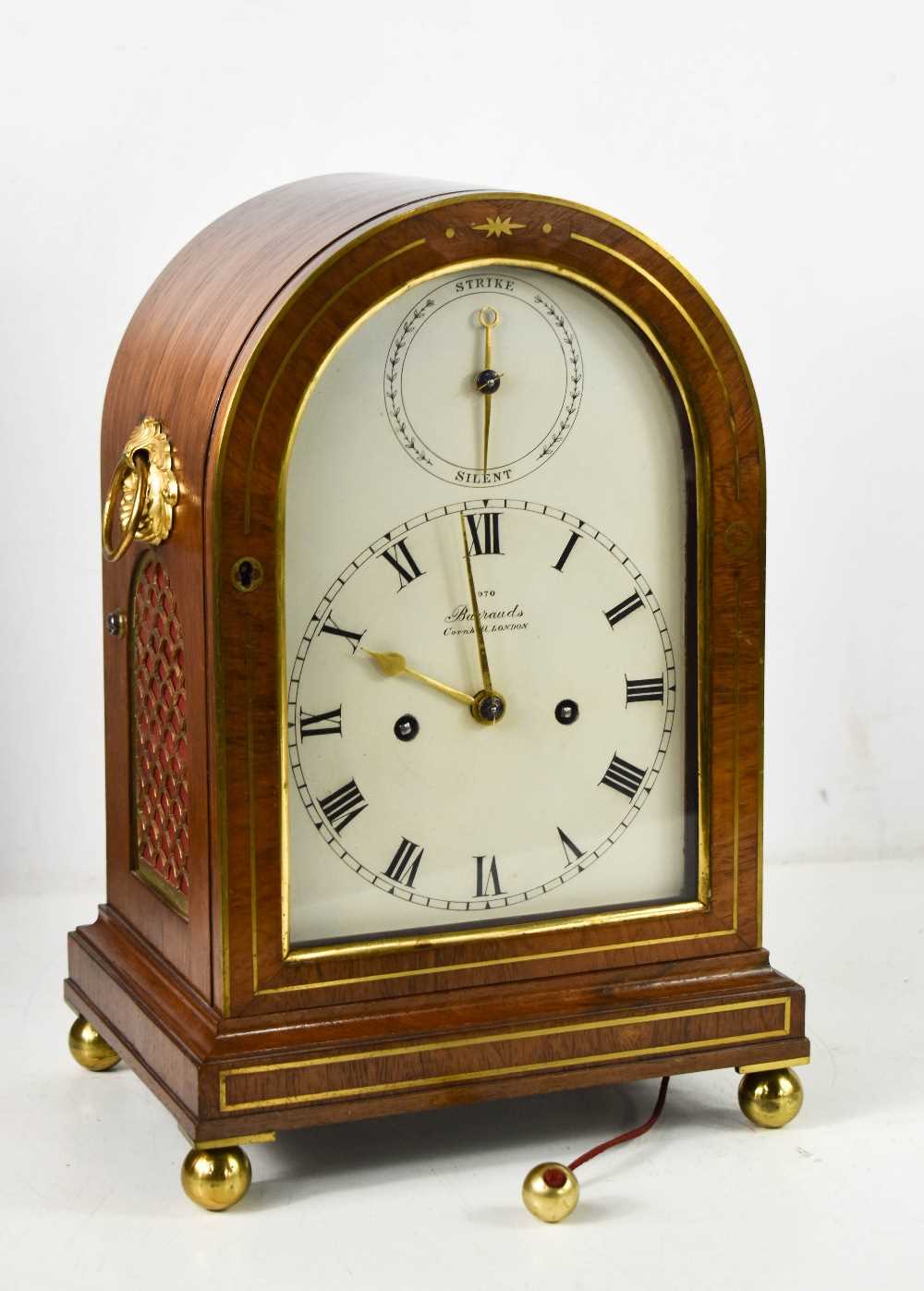 A fine 19th century Barrauds of Cornhill, London bracket clock, the arched dial having a strike / - Image 6 of 11