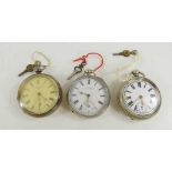 Three Victorian pocket watches; two silver A W W Co Waltham Mass pocket watches, and a Silveram