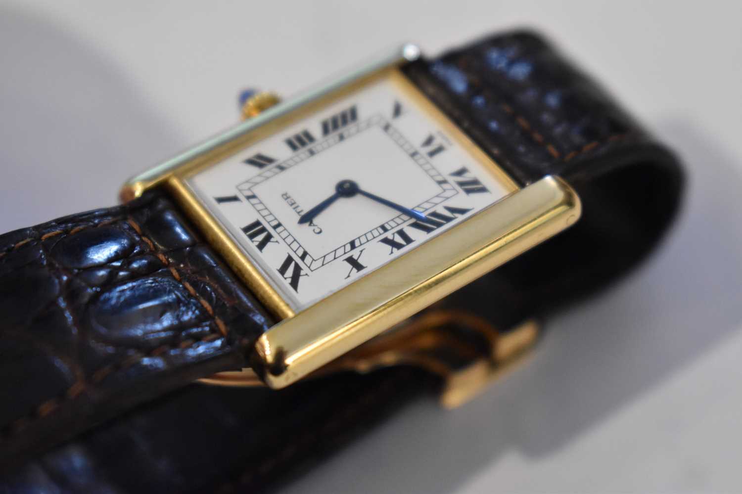 An 18ct gold cased Cartier tank watch, the signed white rectangular dial with Roman numerals and - Image 14 of 14