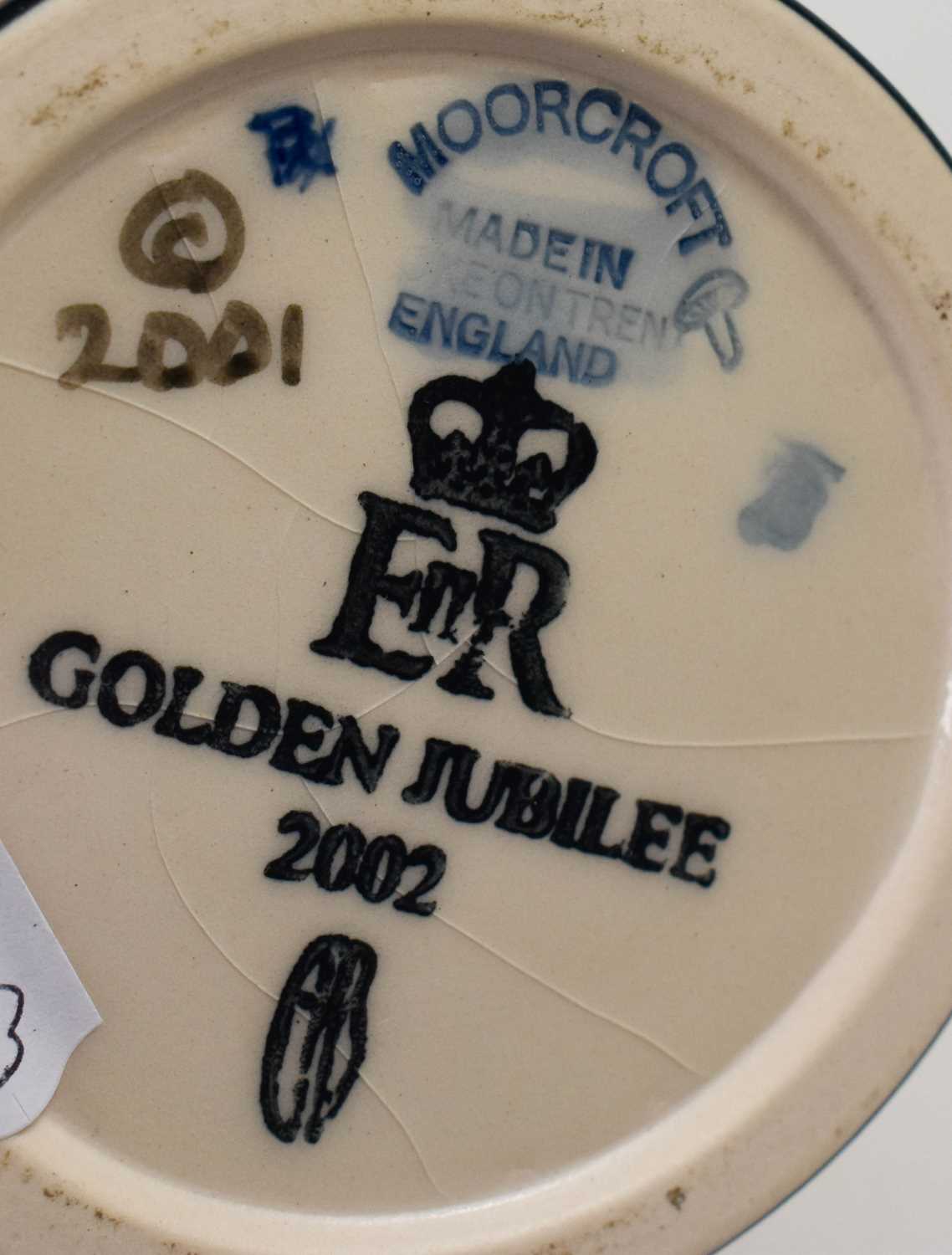 A Moorcroft vase commemorating the Golden Jubilee 2002, bearing impressed mark and dated 2001 to the - Image 2 of 2