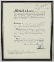 A framed MBE certificate to Peter James Boizot, Esquire ( founder of Pizza Express) bearing