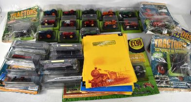 A collection of Locomotives of the World magazines and models, together with Tractors and The
