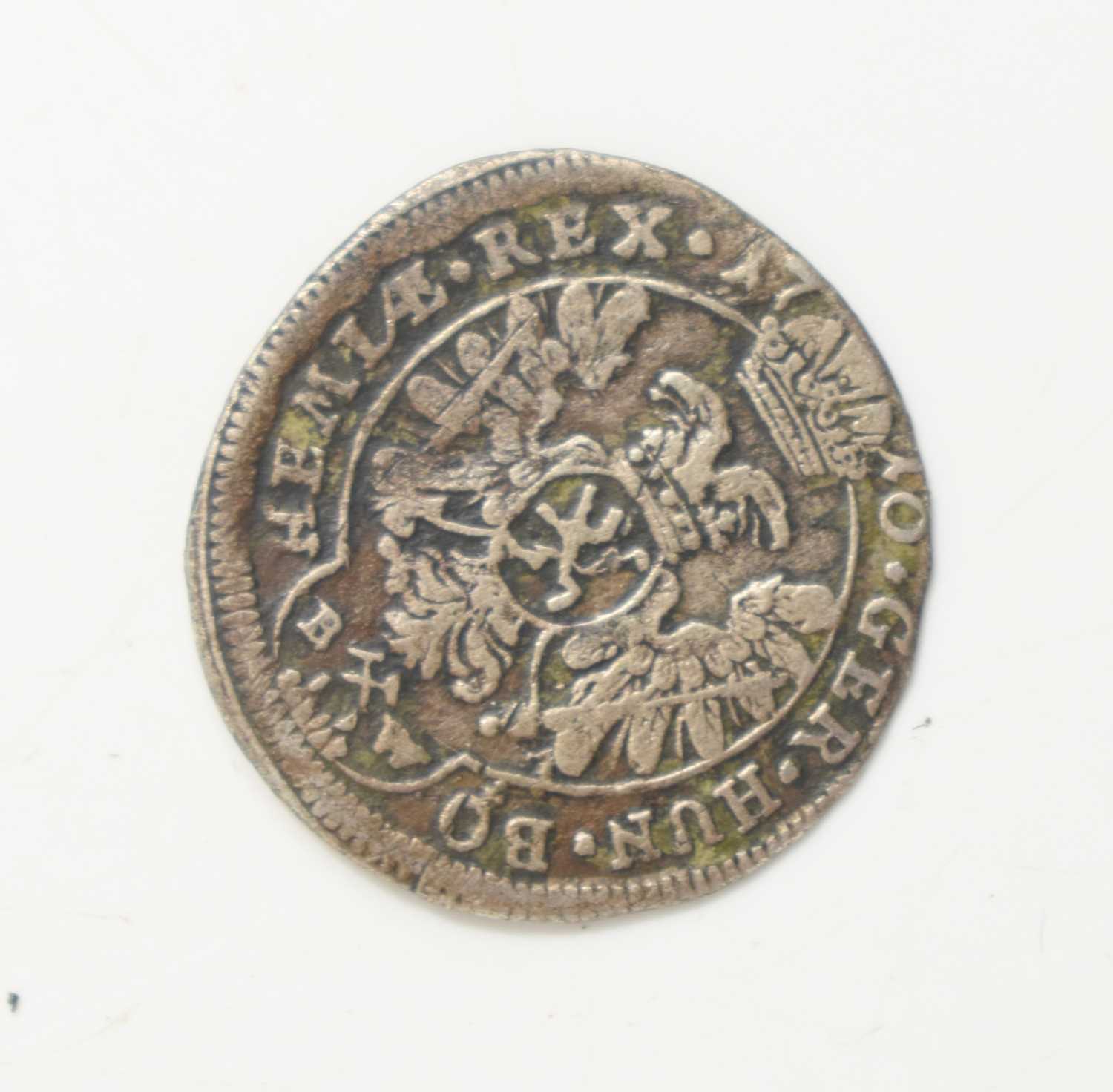 A Joseph I, 3 Kreuzer silver hammered coin, Bohemia Kingdom, dated 1710. - Image 2 of 2