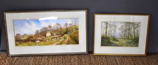Tony Malton, (British 20th century) Two framed and glazed watercolour paintings, one depicting a