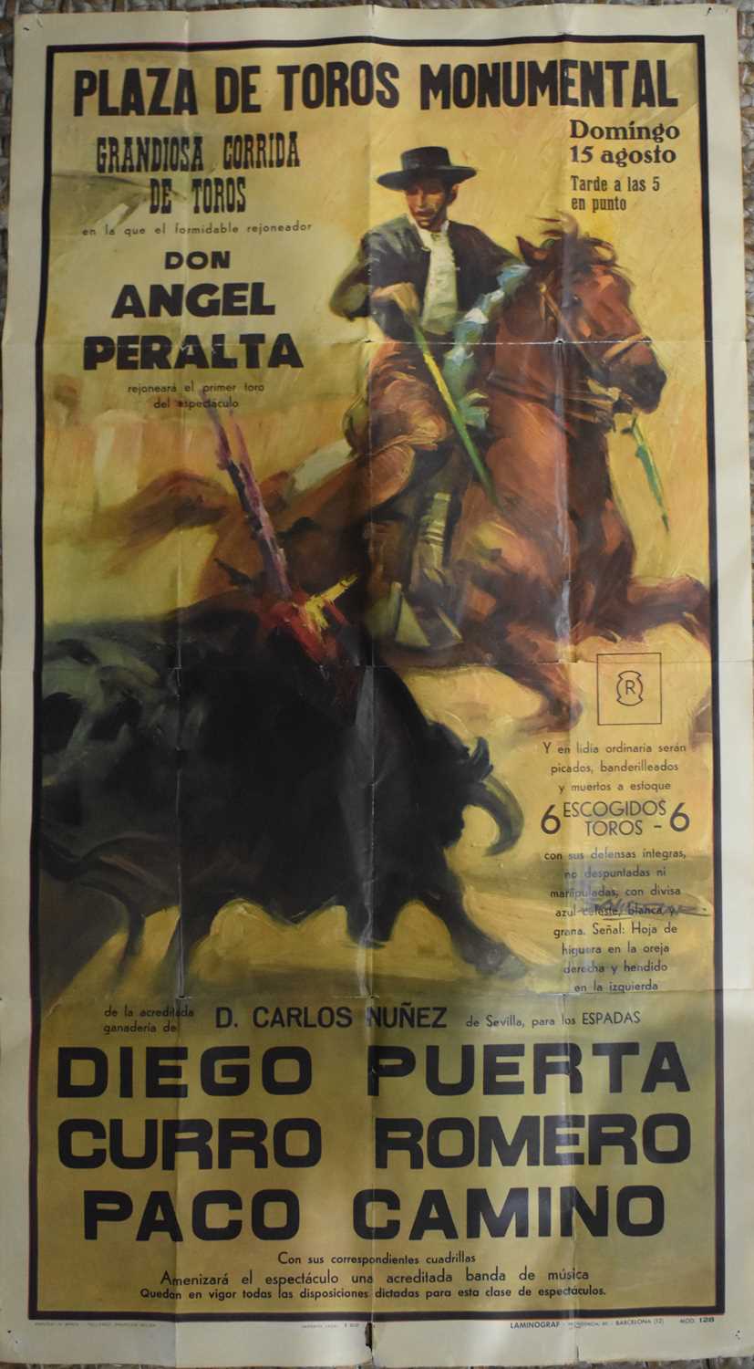 A vintage "Plaza De Toros Monumental" Spanish bull fighting poster, 97cm by 53.5cm.