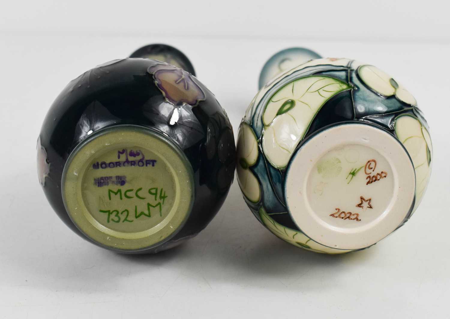 Two Moorcroft vases: a 2022 example, impressed DS to the base together with dates, theother MCC - Image 2 of 2