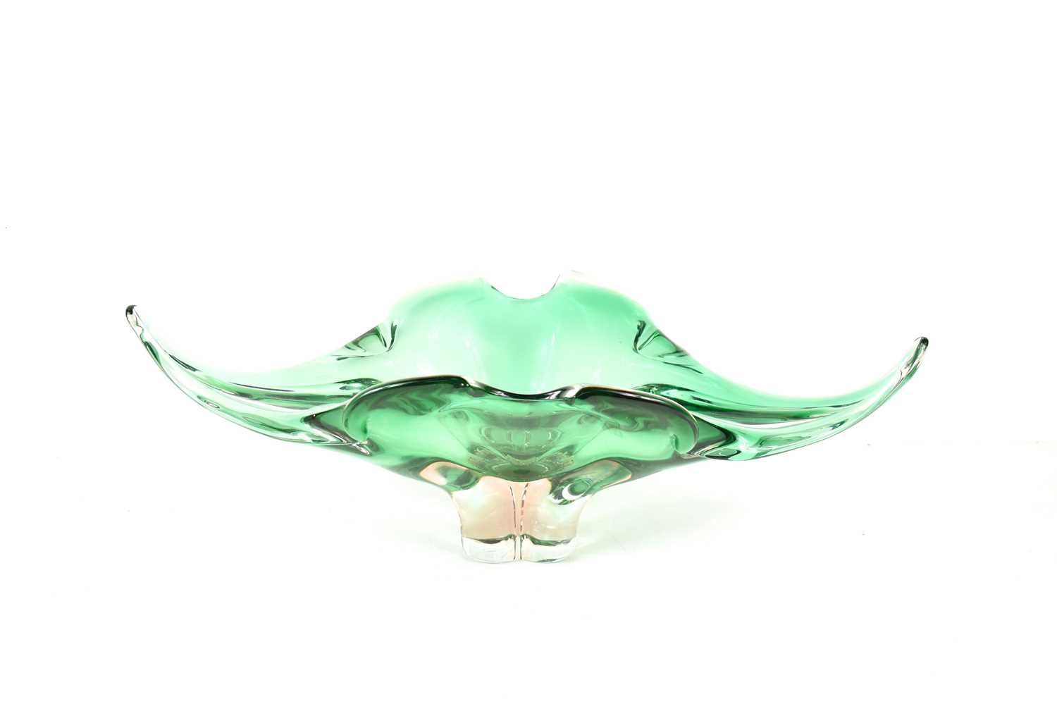 A Chribska Glass made in Czechoslovakia, and designed by Josef Hospodka green glass handkerchief