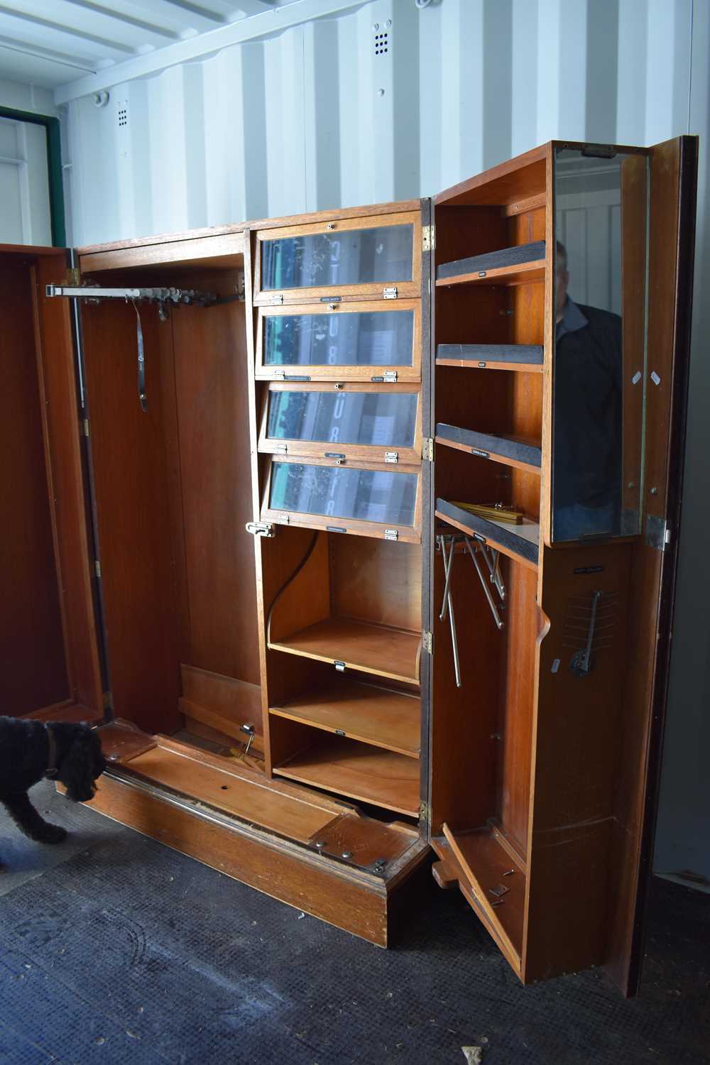 A vintage gentlemans Compactom oak wardrobe, the deep doors opening to reveal a fitted interior with - Image 3 of 15