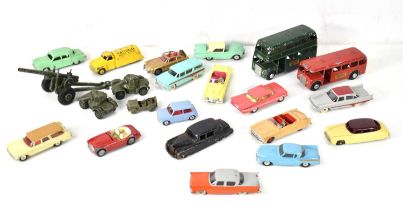 A group of Dinky and Corgi diecast vehicles to include a Studebaker petrol tanker, 132 Packard
