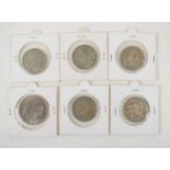 A group of five 1960 835 silver 20 Drachmai coins, and a 1968 10 Drachmai coin.