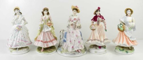 A group of five Royal Worcester fine bone China limited edition figurines: The Country Dairy of an