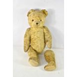 A vintage excelsior filled teddy bear, the bear having four paws and measuring 62cm, a/f,