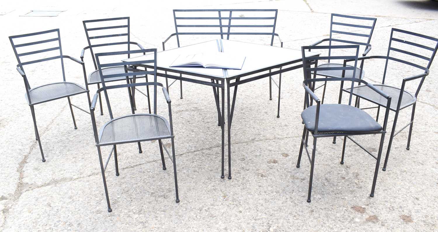 20th Century Design: a group of Anna Anselmi for Bieffeplast steel frame furniture, comprising six