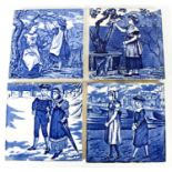 Four Helen Miles blue and white month tiles; May, February, July, September, 15.5 by 15.5cm