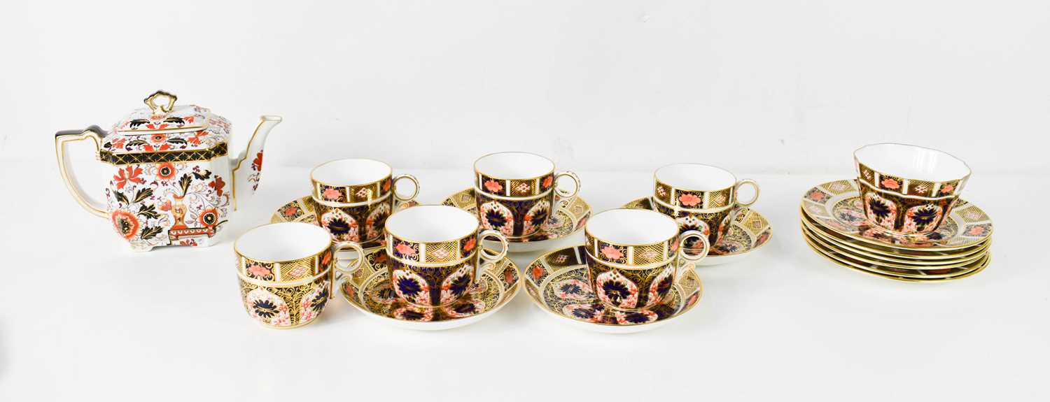A Royal Crown Derby part tea service in the Imari pattern, comprising six cups, five saucers, six