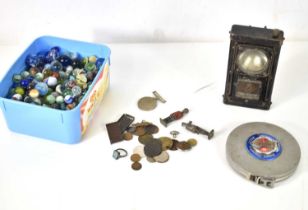 A group of collectables to include a Bedfordshire Constabulary Police guardian lamp, WWII defence