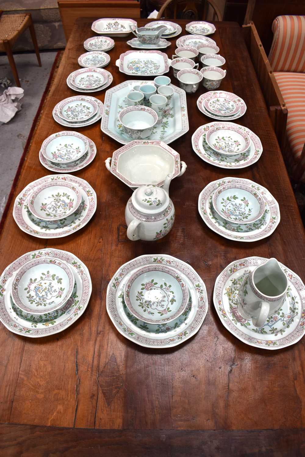 A collection of Adams Calyx ware "Singapore Bird" pattern, part tea / dinner service to include