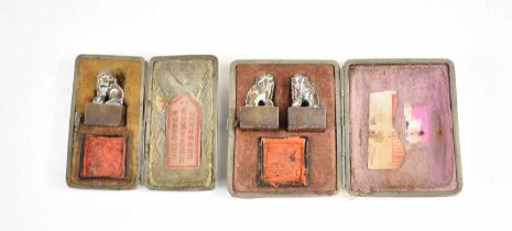 Late 19th / early 20th century Chinese seals; a single example in a case with red seal paste, and