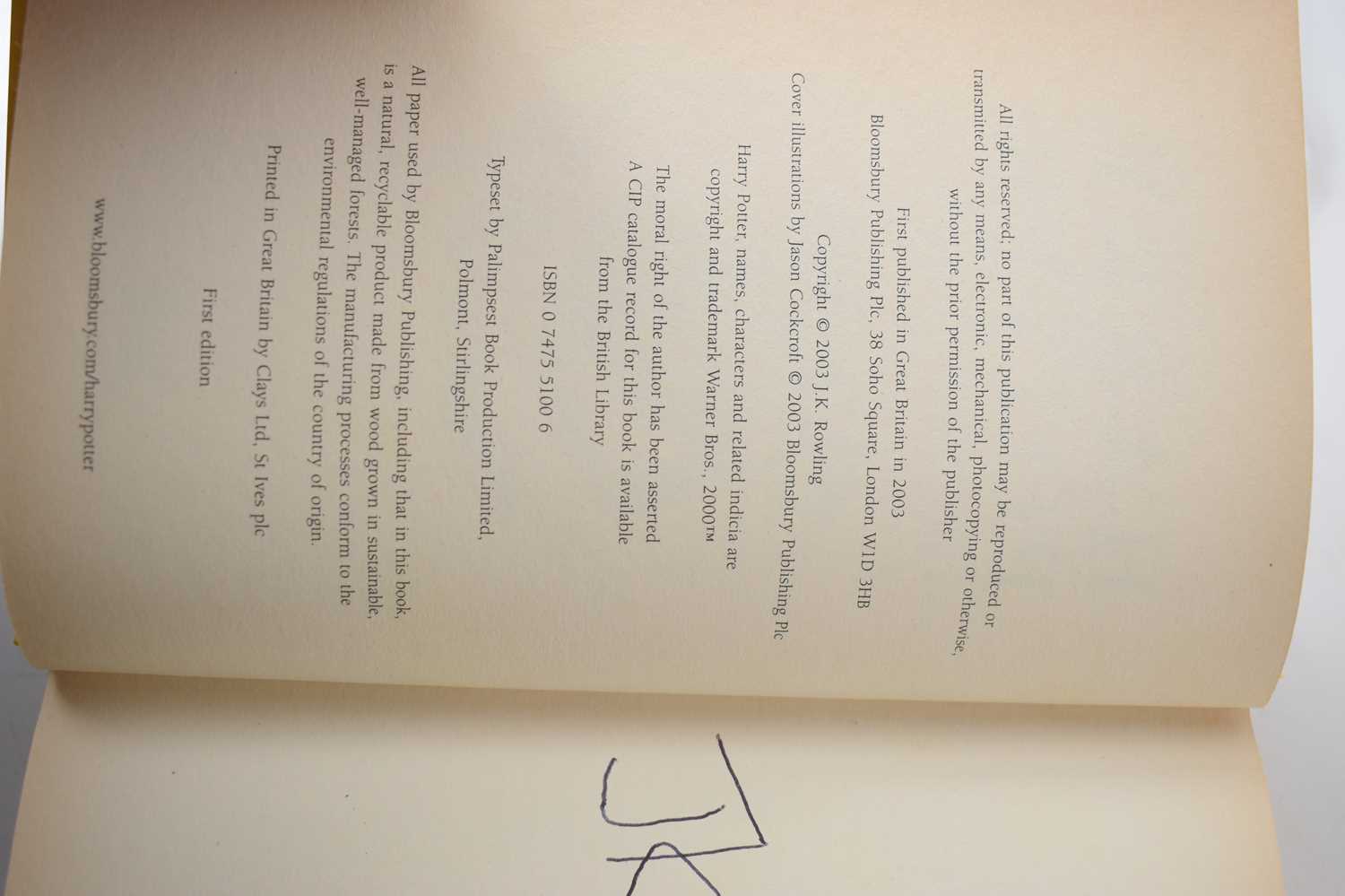 J. K. Rowling: Harry Potter and the Order of the Phoenix, signed First Edition, with author's - Bild 2 aus 3