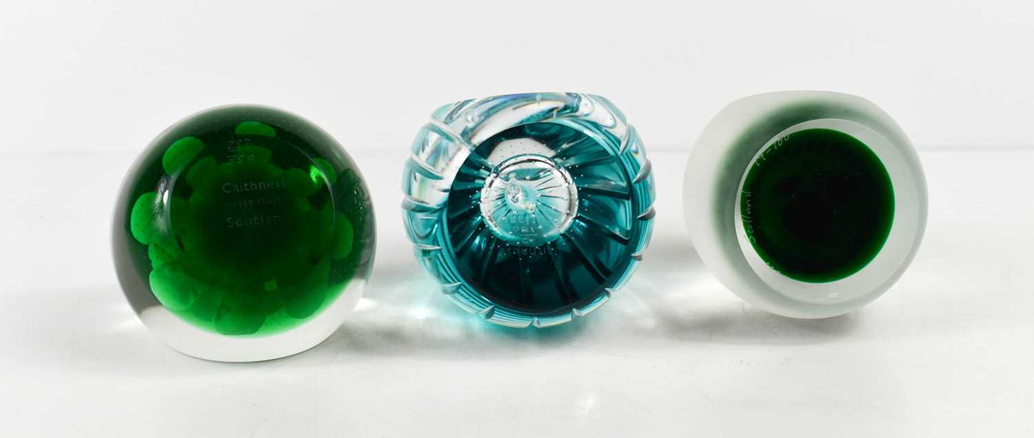 Three Caithness of Scotland glass paperweights: Daisy Daisy 257/350, Castle of Mey 19/100, and 2000, - Image 2 of 2
