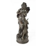 After Albert-Ernest Carrier-Belleuse; a resin allegorical of peace sculpture, lady holding two