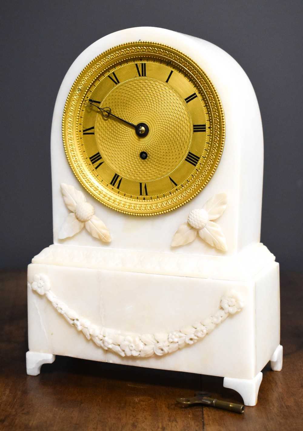A William Nicholl marble mantle clock, the back plate engraved Wm Nicholl Junior of Great Portland - Image 2 of 5