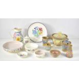 A group of Aysgarth and Poole pottery to include jug, plate, dish, vase and other items.