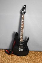 A Ibanez RG350EX electric guitar, poplar body, maple neck, the fretboard having shark tooth inlay.