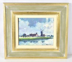 Geoffrey Chatten (b.1938) oil on board, depicting Berney Arms Mill in Norfolk, signed lower right,