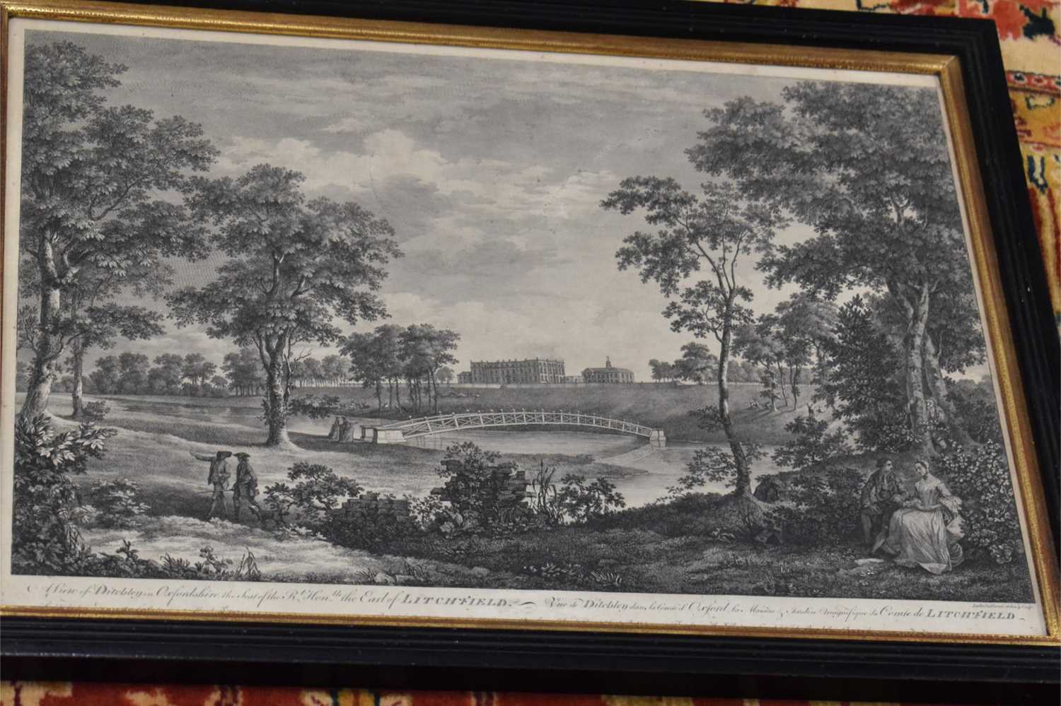 Five 18th century black and white prints, various views including Ditchley in Oxfordshire, by Luke - Image 3 of 3