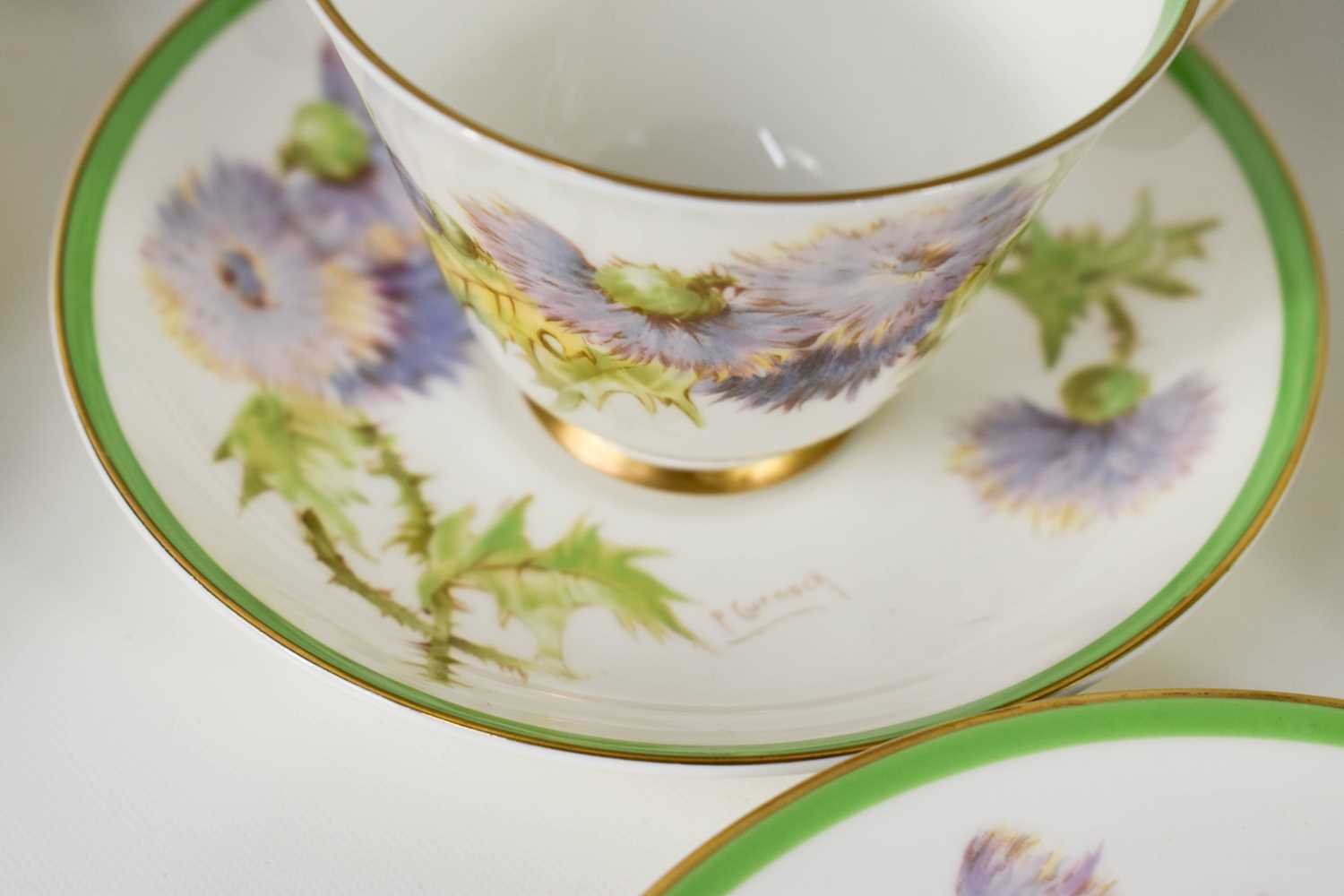 A Royal Doulton part tea service in the Glamis Thistle pattern by P Curnock, each piece signed and - Image 3 of 3