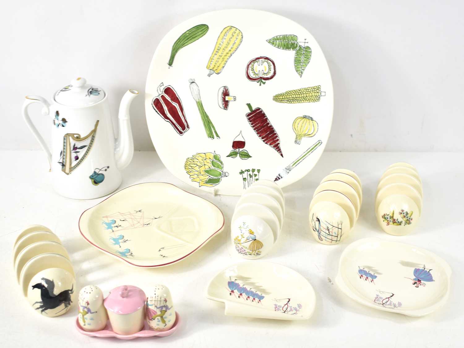 A group of ceramics to include Beswick "Ballet" plates, Beswick "Mexican Madness" toast rack, a