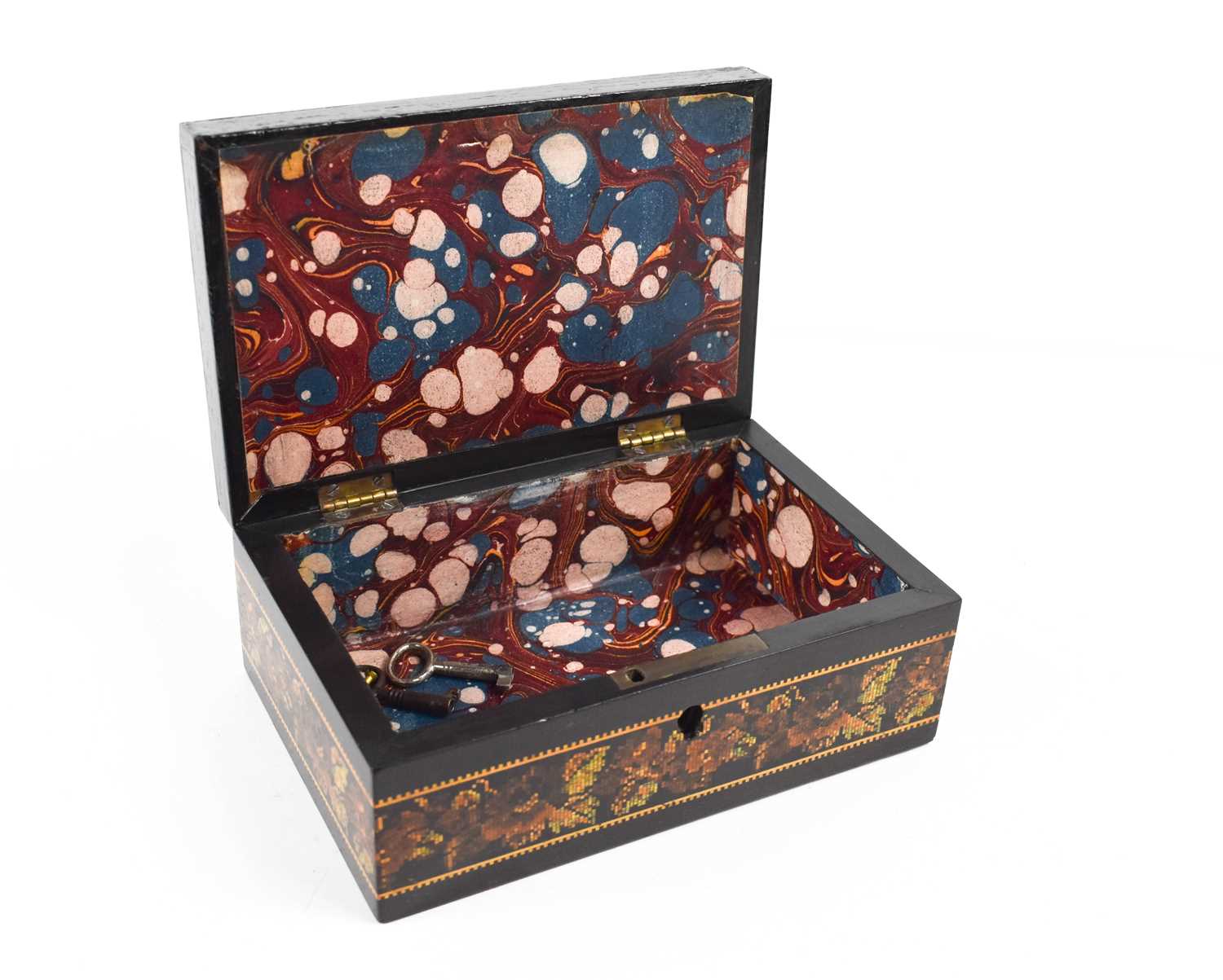 A 19th century Victorian Tunbridge ware pin cushion box, the lid having the velvet lined pin - Image 4 of 4