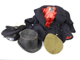 Two vintage yachting caps, one by Gieves Ltd, together with a military beret, a Gieves ltd of London