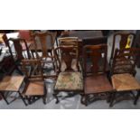 A selection of 19th century and earlier chairs, to include an oak child's chair with shaped back