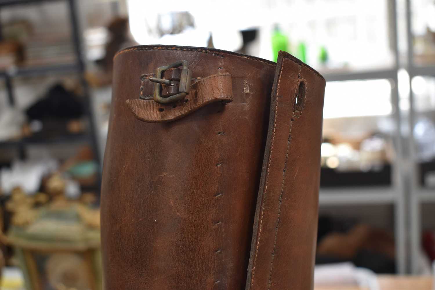 A pair of brown leather riding boots made by Sparkes-Hall of London, complete with wooden trees. - Image 4 of 8