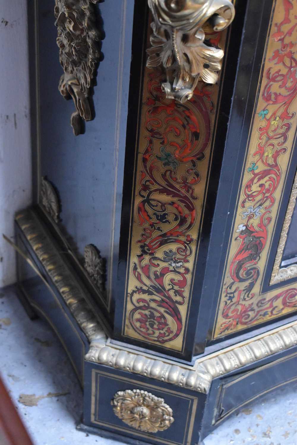 A 19th century style French boulework cabinet, having shaped serpentine marble top, to ebony cabinet - Image 12 of 14