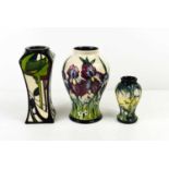 A group of Moorcroft pottery: an Emma Bossons vase dated 2007, a Rachel Bishop snowdrop pattern vase