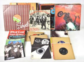 A group of LPs and 7" singles to include Meat Loaf, Glen Miller, The Who, The Drifters, Alice