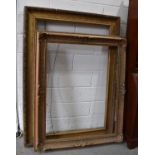 Two large antique gold painted frames, one moulded egg and dart border the other with a highly