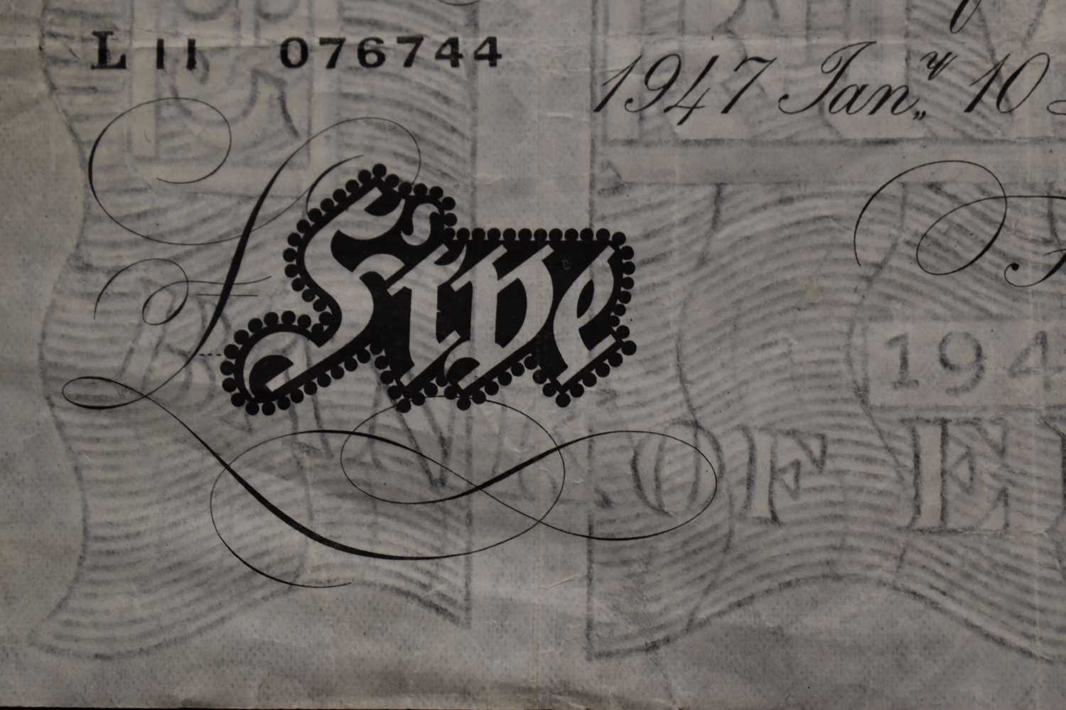 A Bank of England £5 five pound note 1947 Jan'y 10 London, Chief Cashier K O (Kenneth) Peppiatt - Image 4 of 4