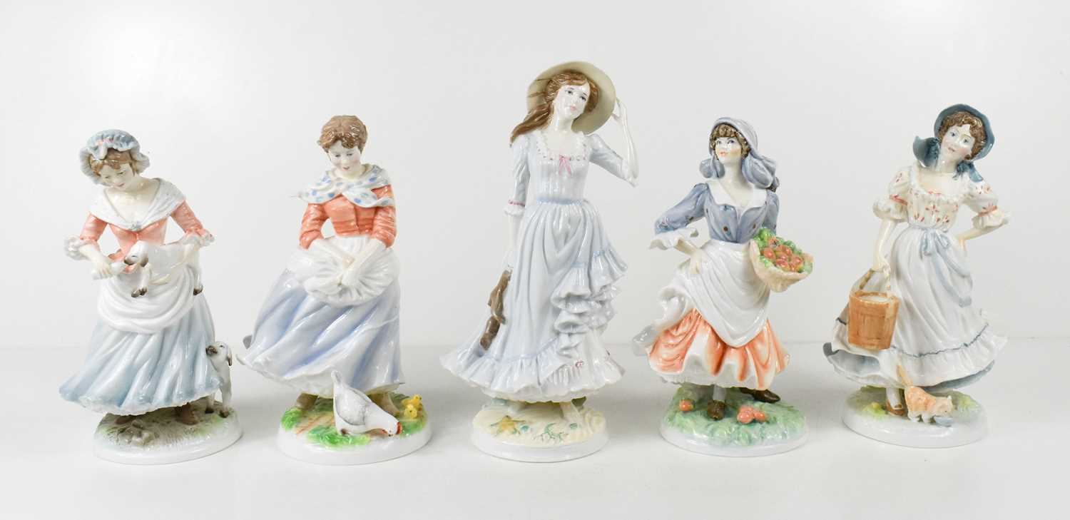 A group of Royal Worcester limited edition porcelain figurines, including Summer, The Shepherdess, A
