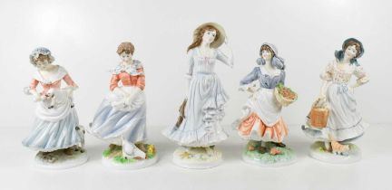 A group of Royal Worcester limited edition porcelain figurines, including Summer, The Shepherdess, A