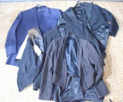 Two vintage gentleman's black tailcoats, one example made by Studd & Millington, together with two