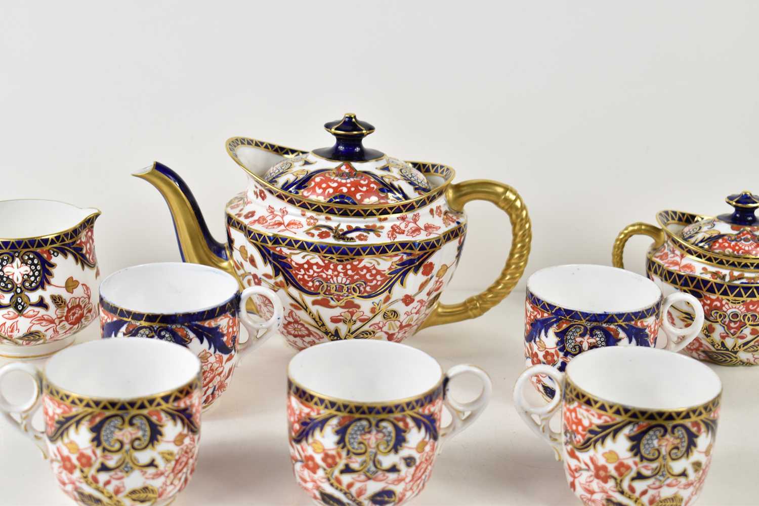 A Royal Crown Derby Imari part tea service in the 383 pattern decorated with flowers and foliage, - Image 2 of 2