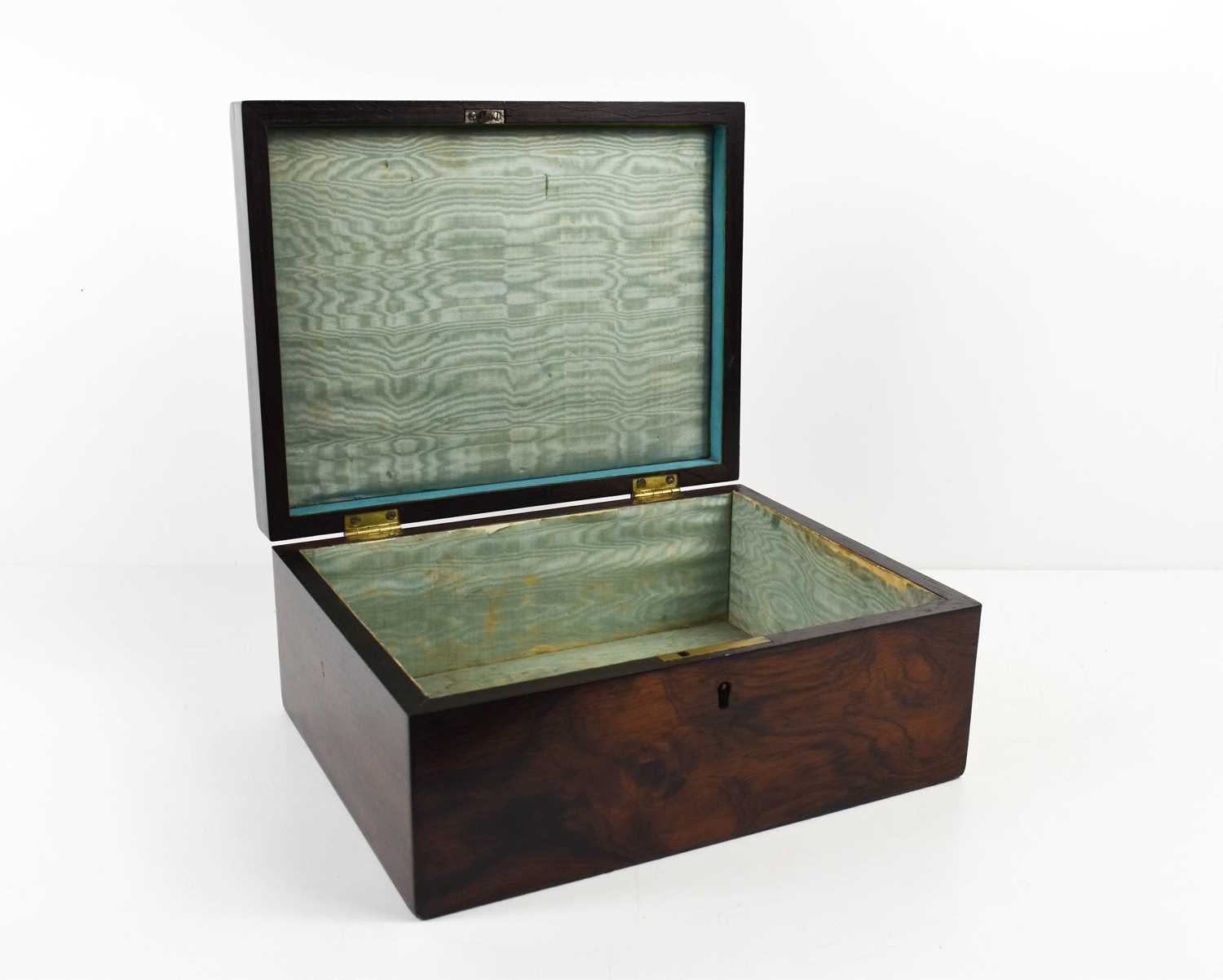 A 19th century rosewood Tunbridge ware work box, the lid with tumbling block design of specimen - Image 3 of 5